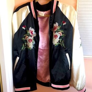 Reversible Satin Embroidered Bomber Jacket